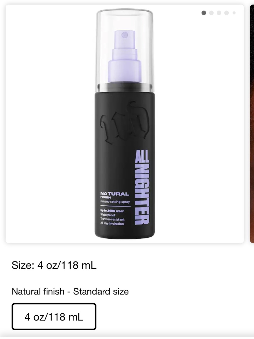 Urban Decay All Nighter Makeup Setting Spray - Natural Finish